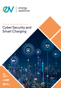 Front cover of Cyber Security report, with stylised cityscape with digital cryptographic icons overlayed